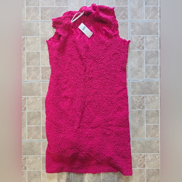 Anthropologie Ruffle Trim Textured Midi Dress Medium NWT - Picture 3 of 6